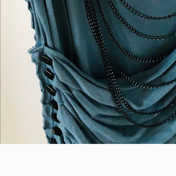 Salvage Removable Chain Ruching Studded Mini Dress. S - Picture 3 of 6